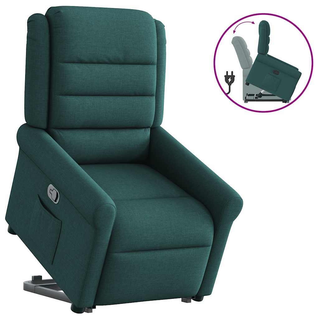 vidaXL Sillón reclinable elevable tela verde oscuro