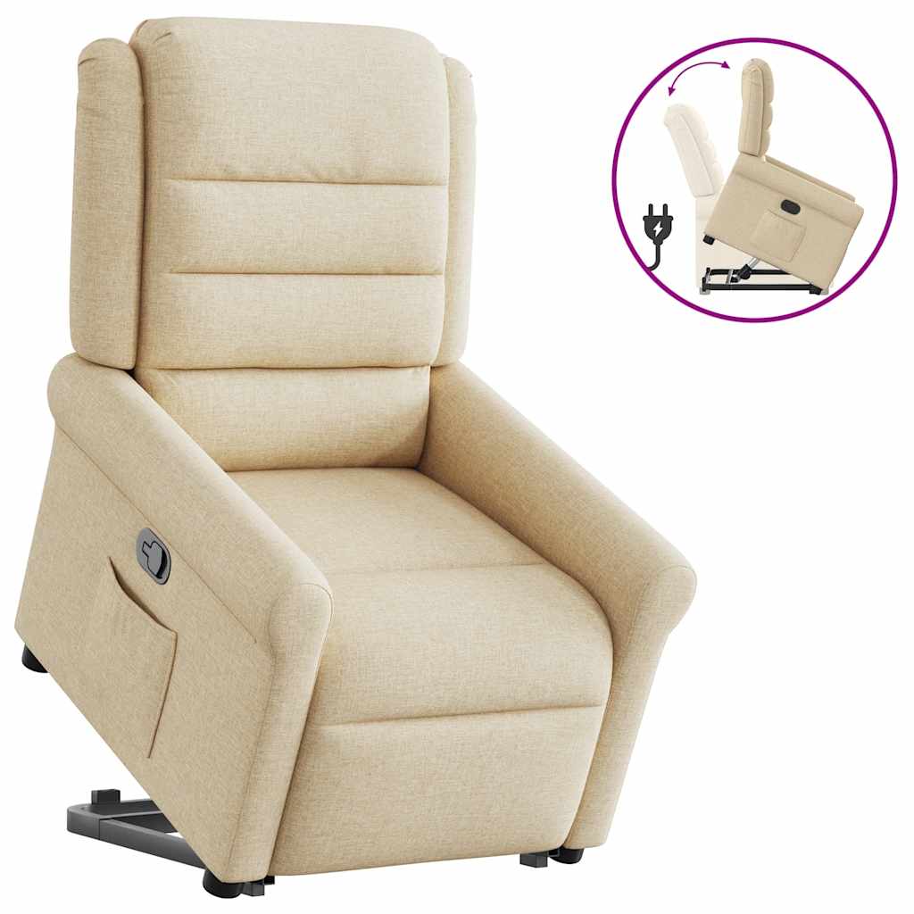 vidaXL Sillón reclinable elevable de tela color crema