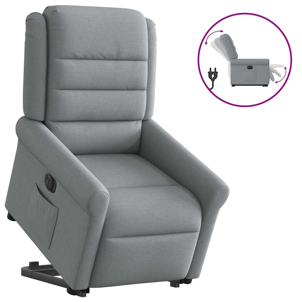 vidaXL Sillón eléctrico reclinable elevable de tela gris claro