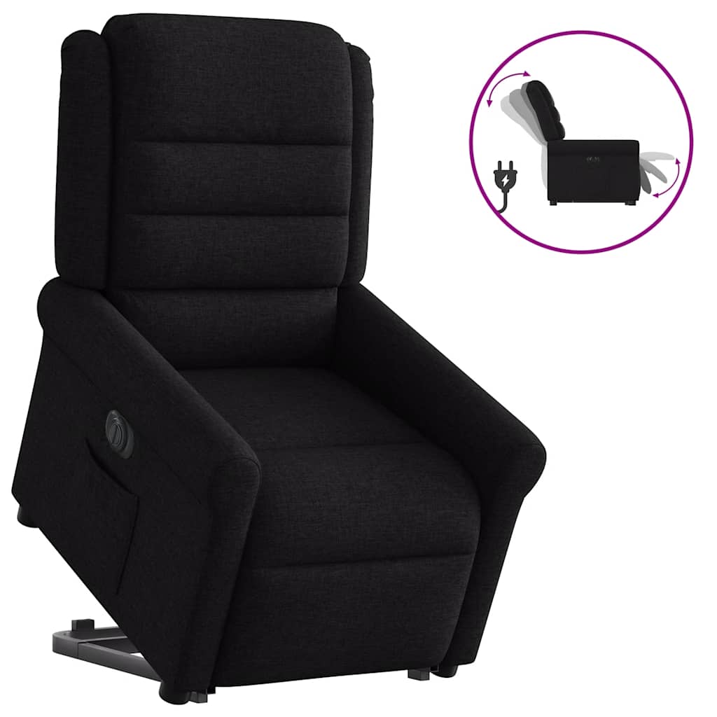 vidaXL Sillón eléctrico reclinable elevable de tela negro