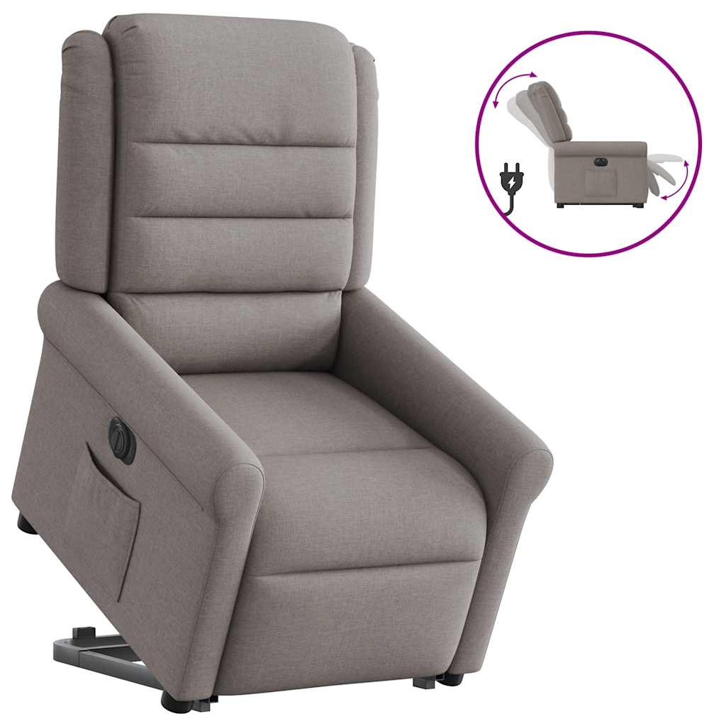 vidaXL Sillón eléctrico reclinable elevable de tela gris taupe