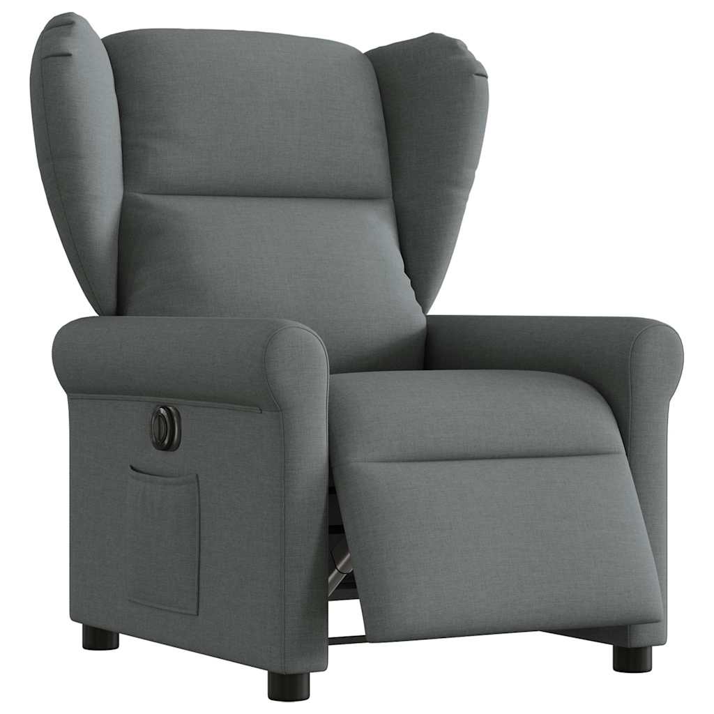 vidaXL Sillón reclinable eléctrico de tela gris oscuro