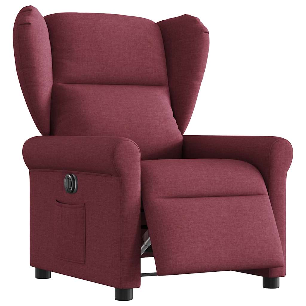 vidaXL Sillón reclinable eléctrico tela rojo tinto