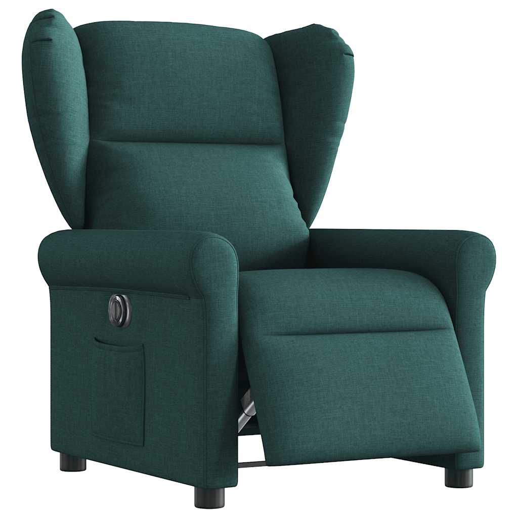 vidaXL Sillón reclinable eléctrico tela verde oscuro