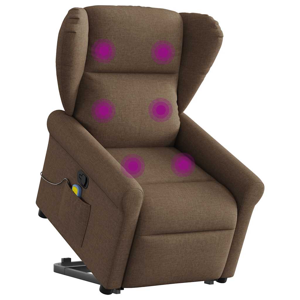 vidaXL Silla de masaje reclinable de pie de tela marrón