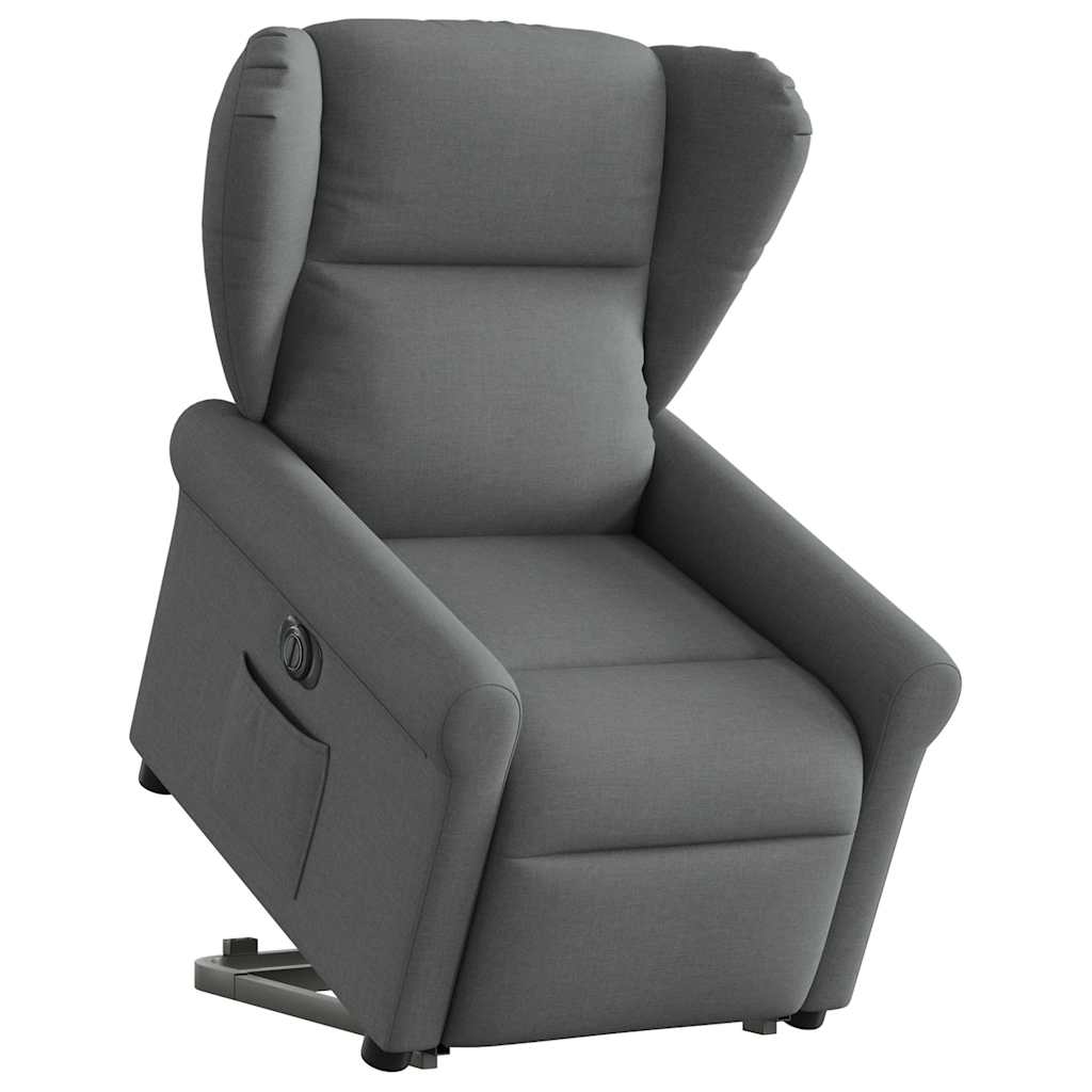 vidaXL Sillón eléctrico reclinable elevable de tela gris oscuro