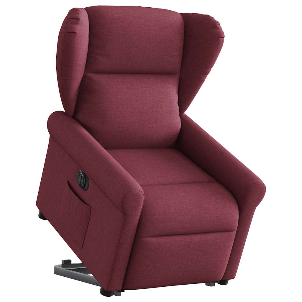 vidaXL Sillón eléctrico reclinable elevable de tela rojo tinto