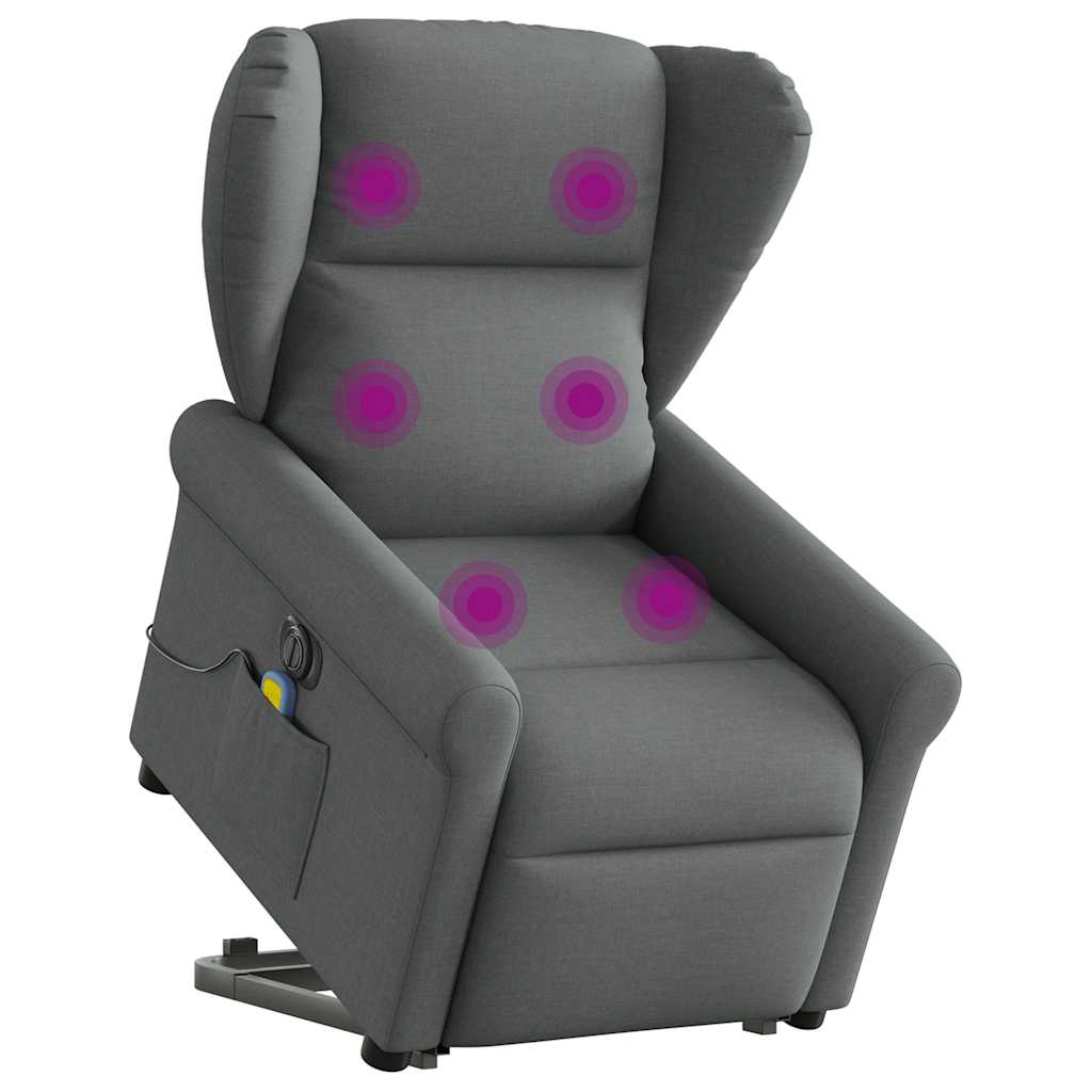 vidaXL Sillón de masaje eléctrico reclinable elevable tela gris oscuro