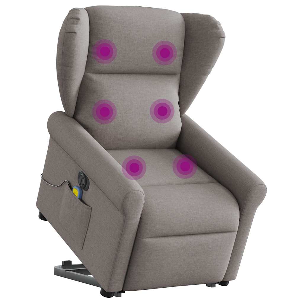 vidaXL Sillón de masaje eléctrico reclinable elevable tela taupé