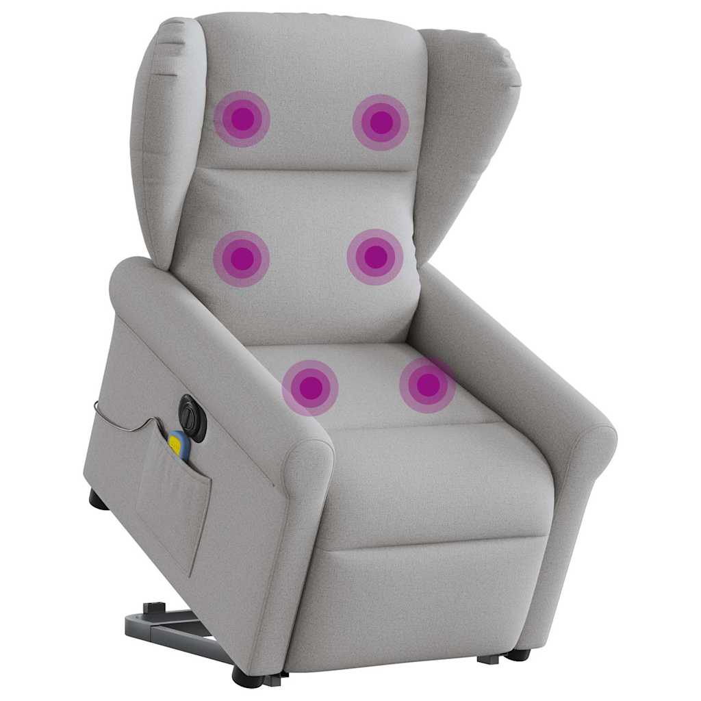 vidaXL Sillón de masaje eléctrico reclinable elevable tela gris nube