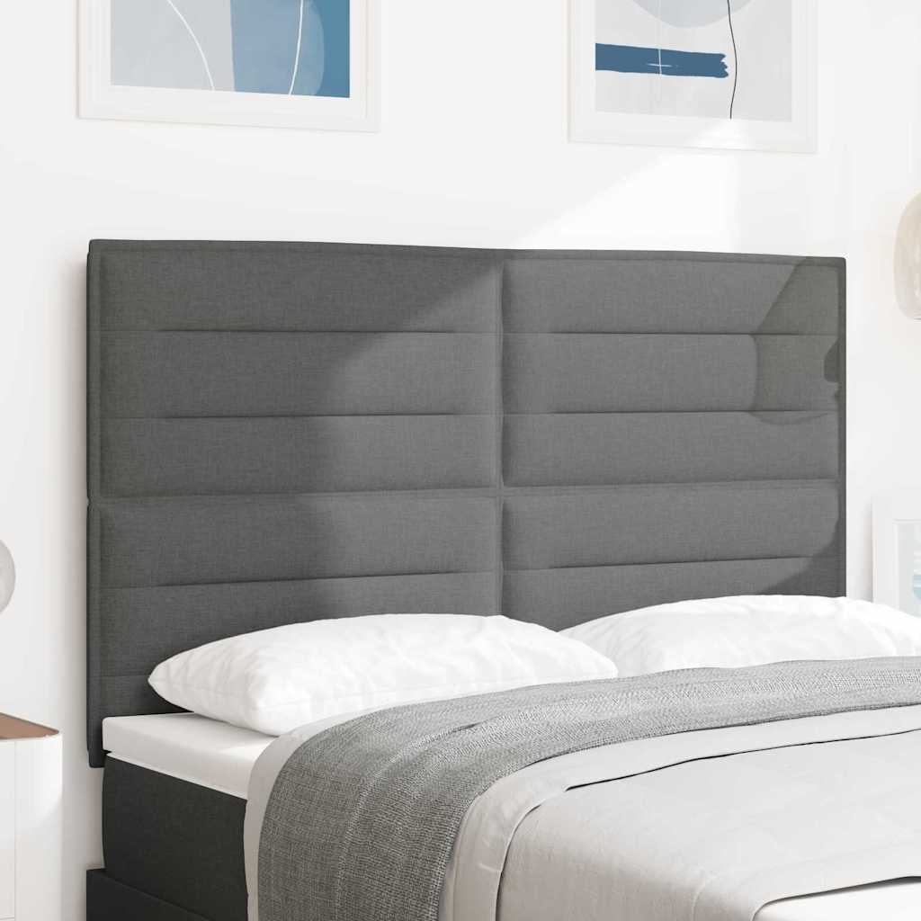 vidaXL Cabecero LED con tiras LED con cabecera Gris oscuro 144 cm tela