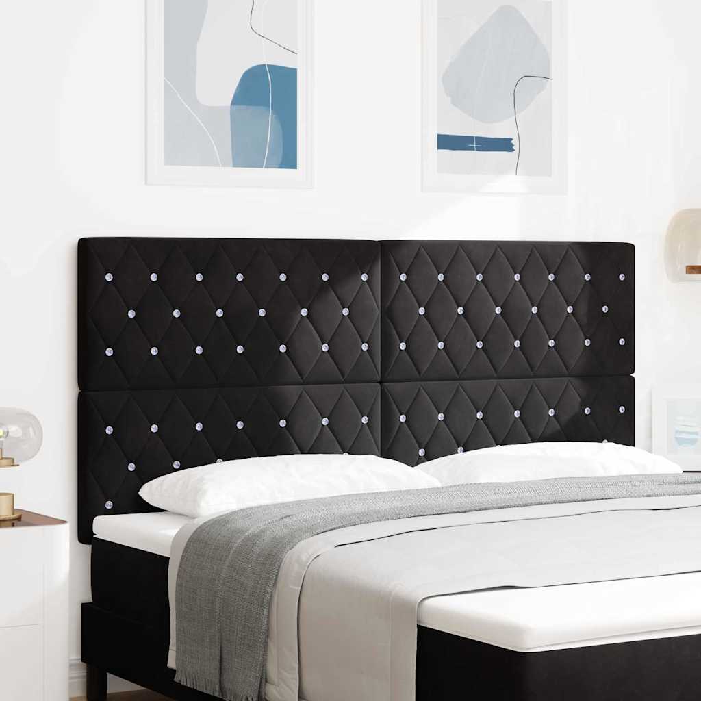 vidaXL Cabecero LED con tiras LED con cabecera Negro 180 cm Terciopelo