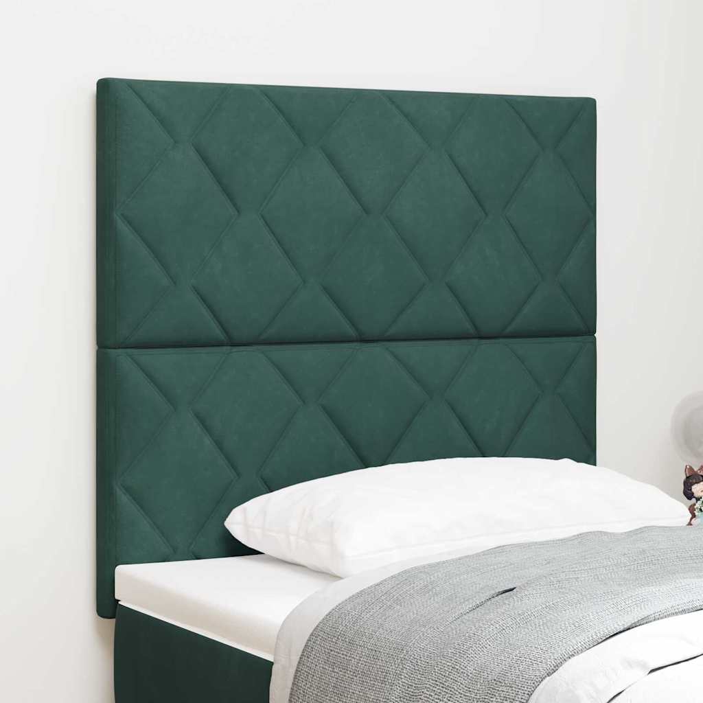 vidaXL Cabecero LED Verde oscuro 90 cm Terciopelo