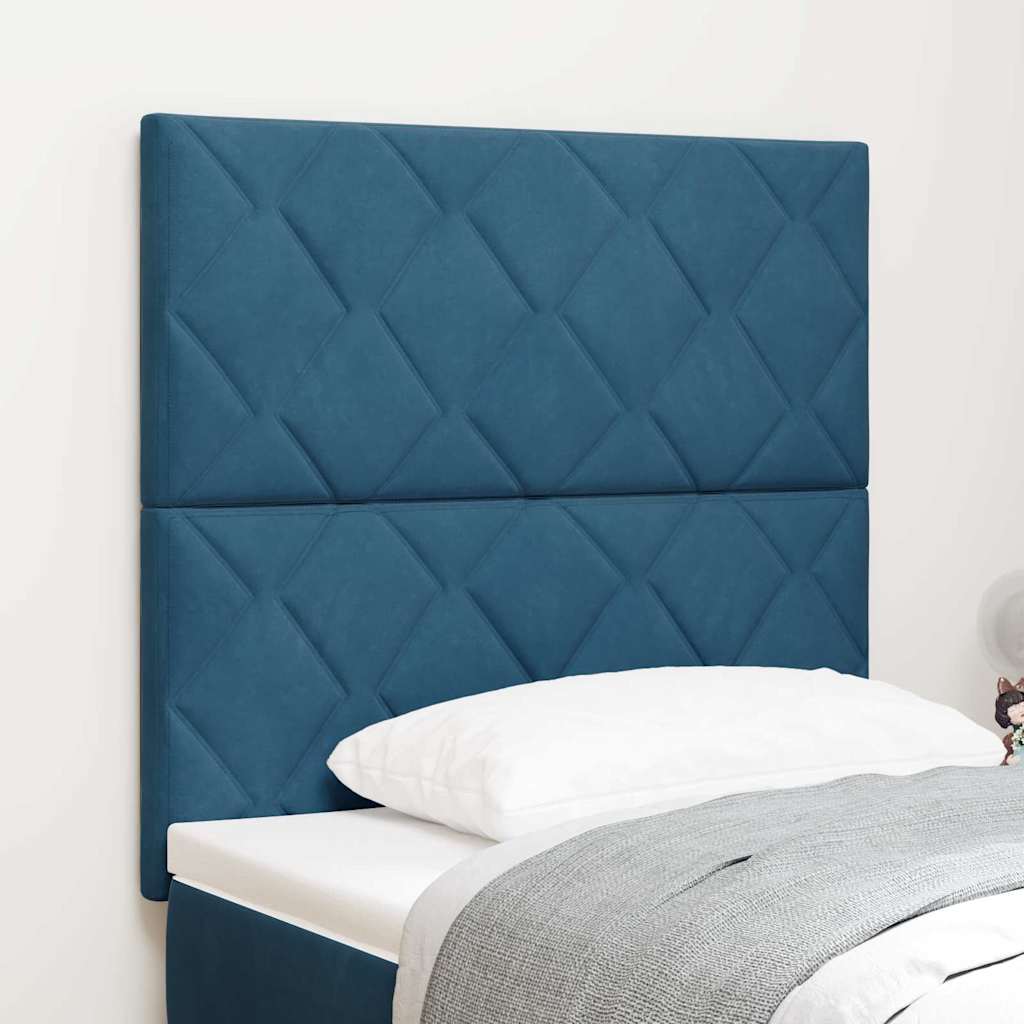 vidaXL Cabecero LED Azul Oscuro 90 cm Terciopelo