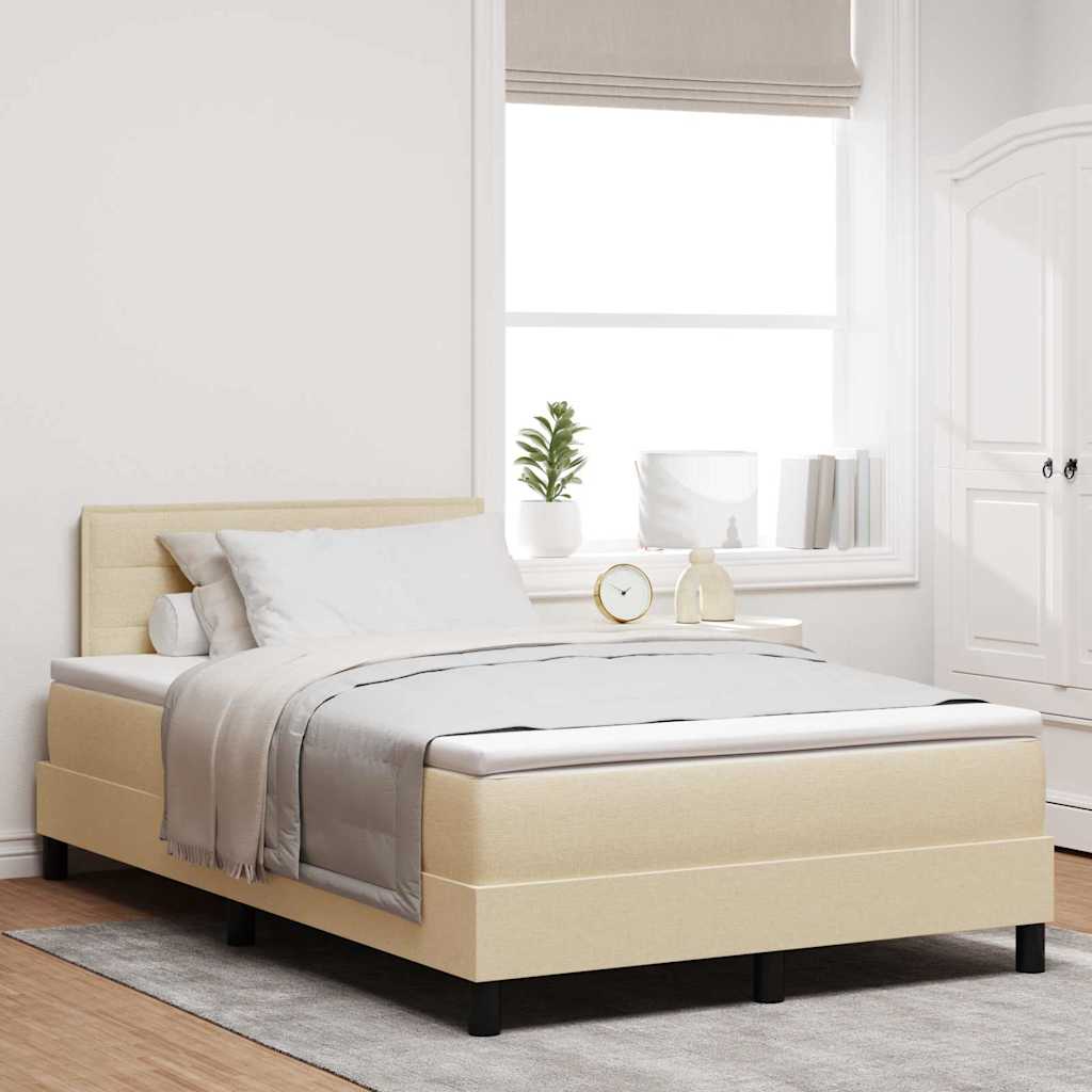 vidaXL Cama tipo Box Spring con cabecera Crema 120 x 200 cm tela