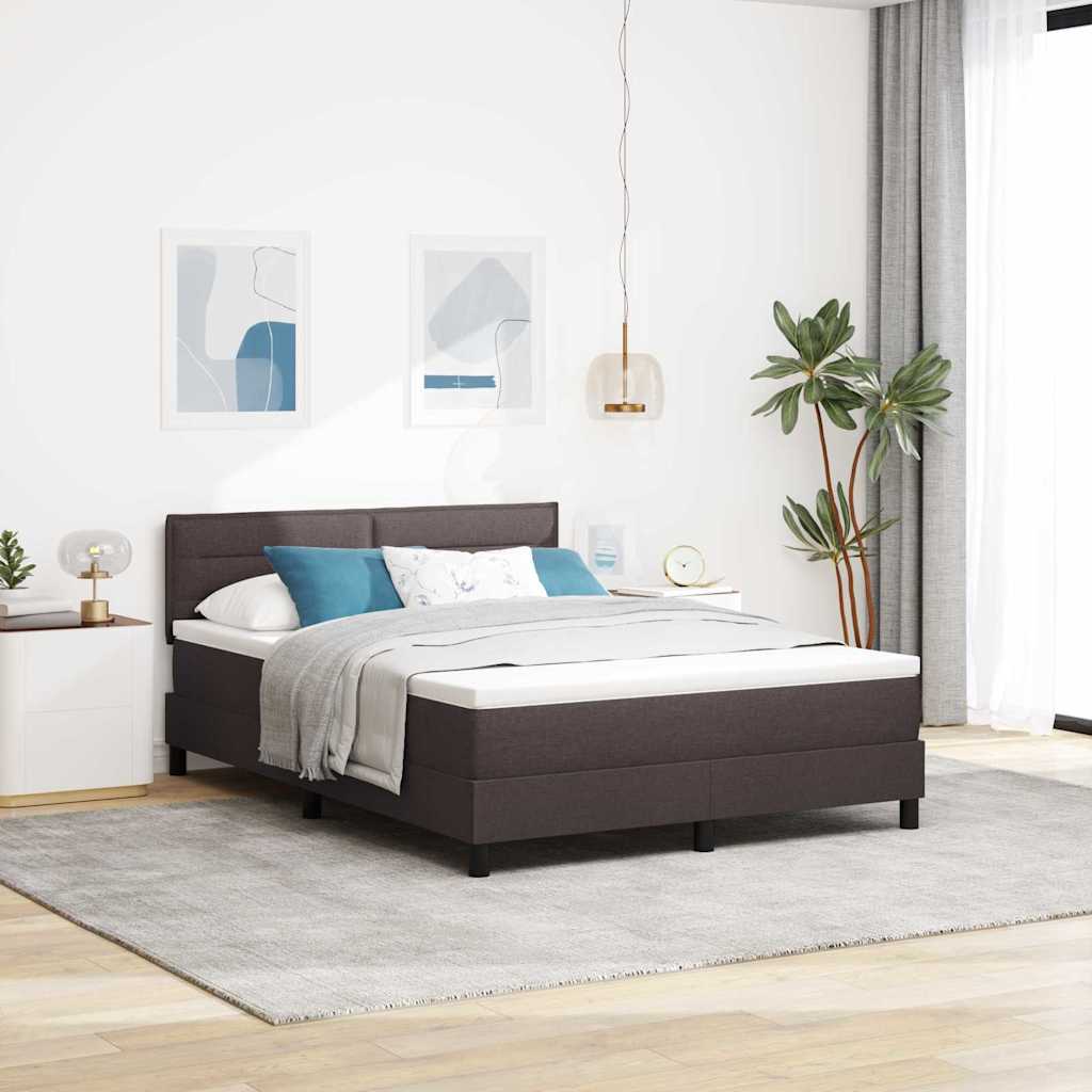 vidaXL Cama tipo Box Spring Manual Marrón Oscuro 140 x 200 cm tela