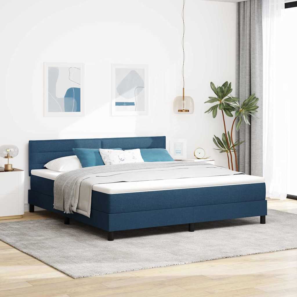 vidaXL Cama tipo Box Spring con cabecera Manual Azul 180 x 200 cm tela