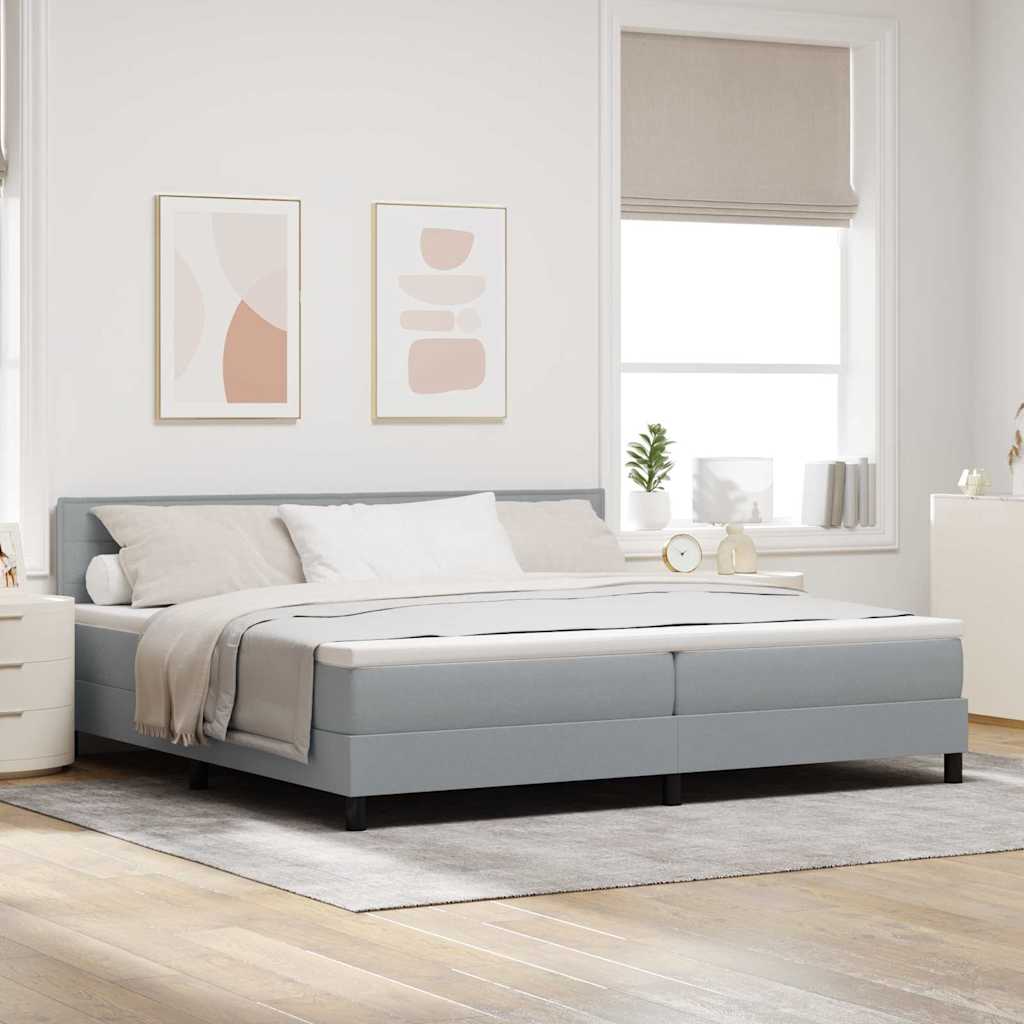 vidaXL Cama tipo Box Spring con cabecera Gris Claro 200 x 200 cm tela