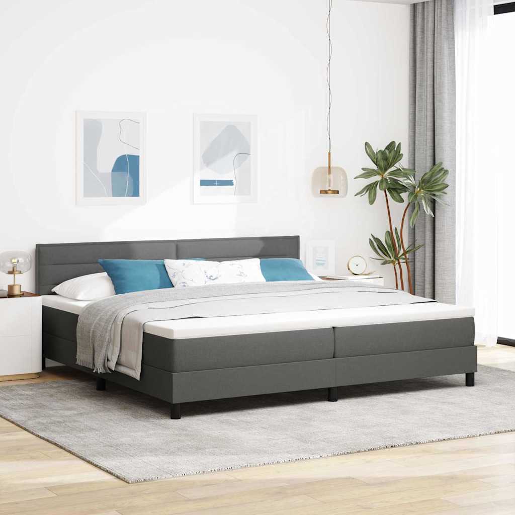 vidaXL Cama tipo Box Spring con cabecera Gris oscuro 200 x 200 cm tela