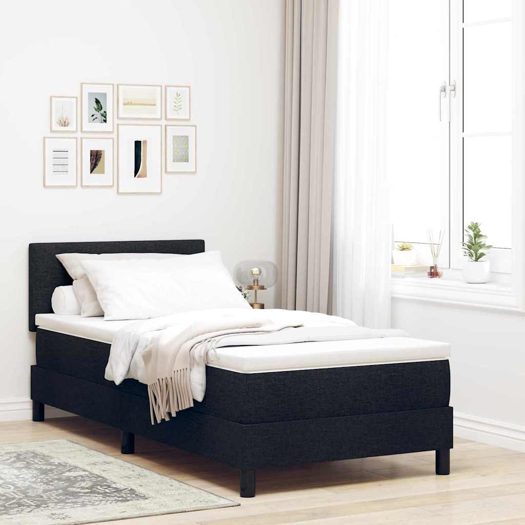 vidaXL Cama tipo Box Spring con cojín Manual Negro 80 x 200 cm tela