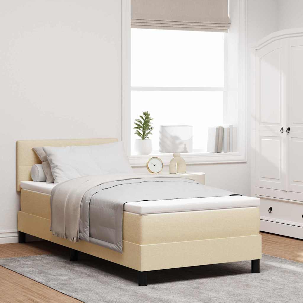 vidaXL Cama tipo Box Spring con cabecera Crema 100 x 200 cm tela