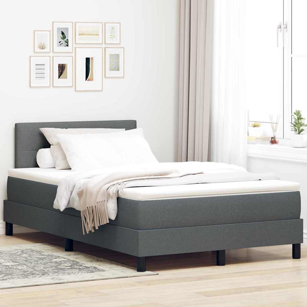 vidaXL Cama tipo Box Spring con cabecera Gris oscuro 120 x 200 cm tela