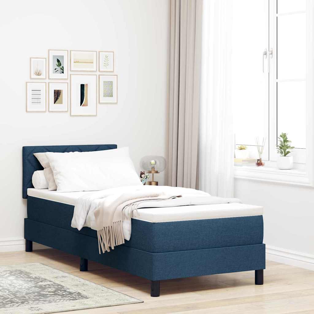 vidaXL Cama tipo Box Spring con cabecera Manual Azul 80 x 200 cm tela
