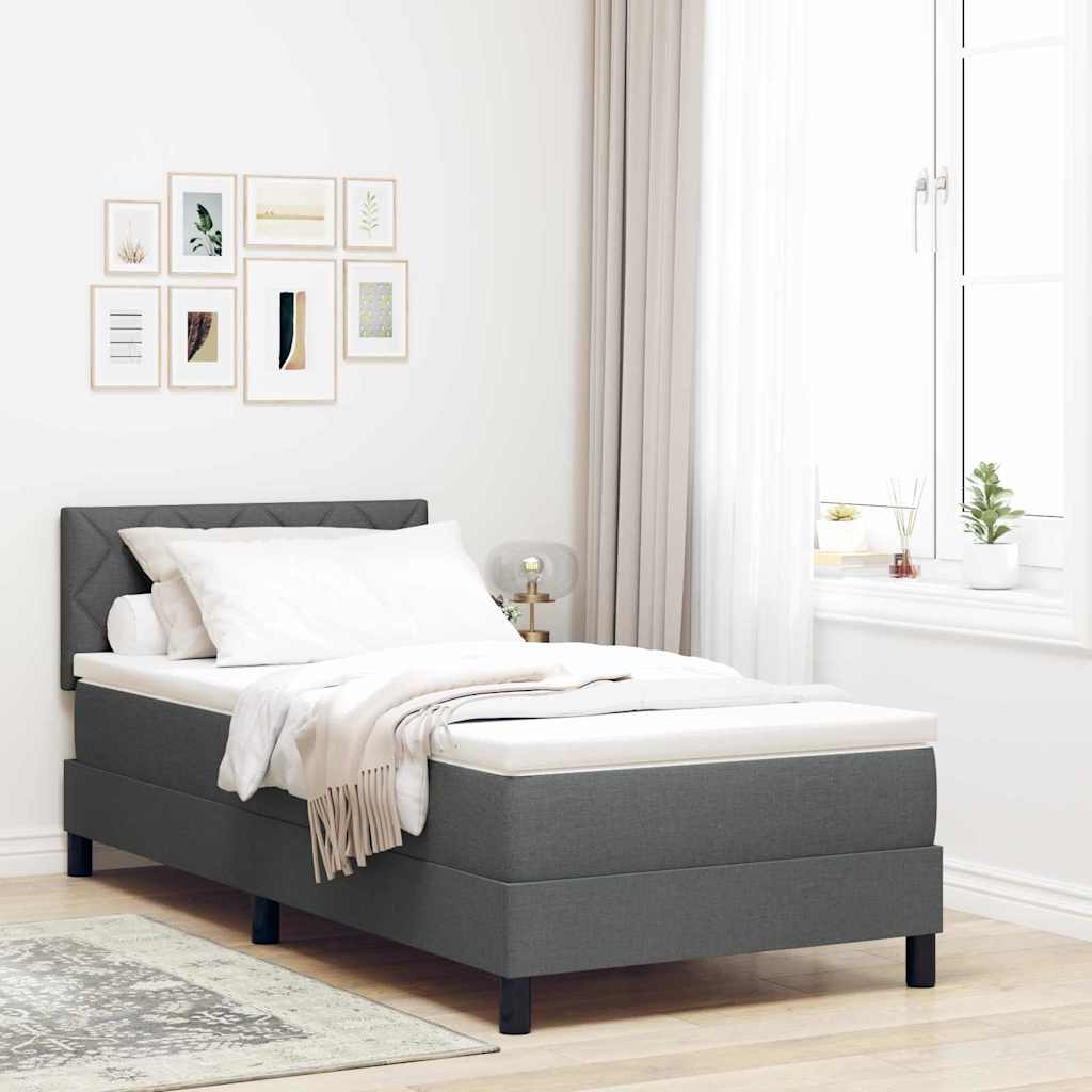 vidaXL Cama tipo Box Spring con cabecera Gris oscuro 100 x 200 cm tela
