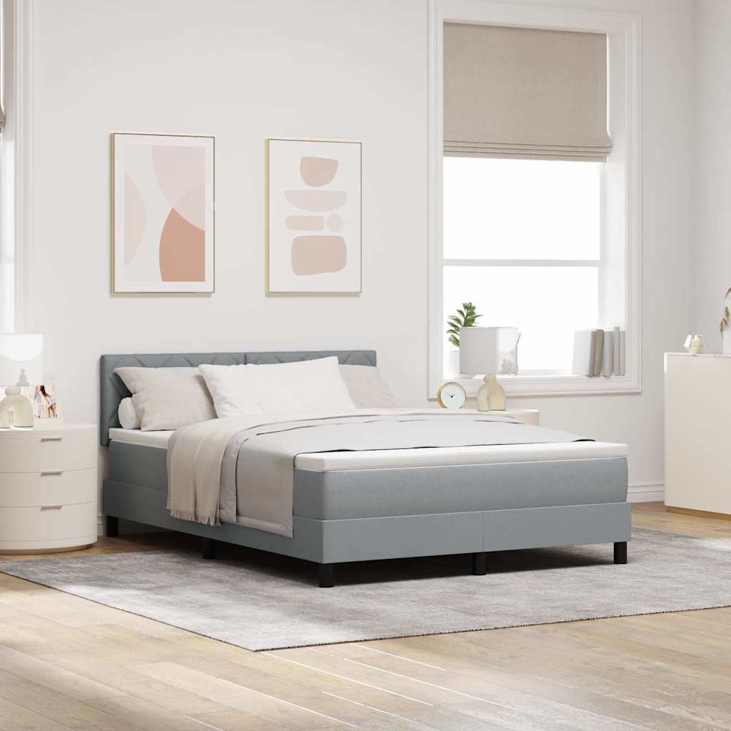 vidaXL Cama tipo Box Spring con cabecera Gris Claro 140 x 200 cm tela