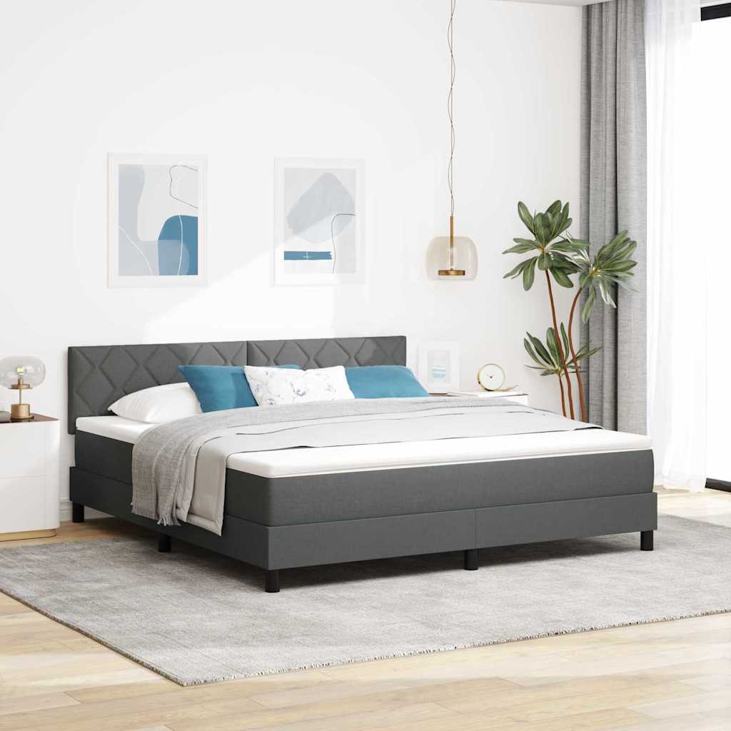 vidaXL Cama tipo Box Spring con cabecera Gris oscuro 180 x 200 cm tela
