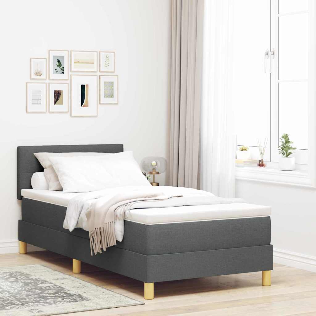 vidaXL Cama tipo Box Spring con cojín Gris oscuro 100 x 200 cm tela