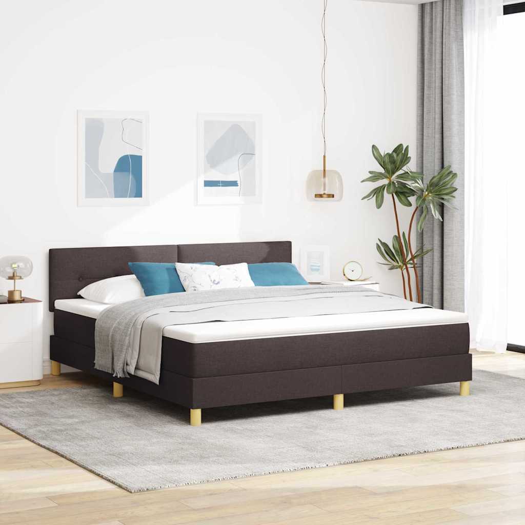 vidaXL Cama tipo Box Spring con cojín Marrón Oscuro 180 x 200 cm tela