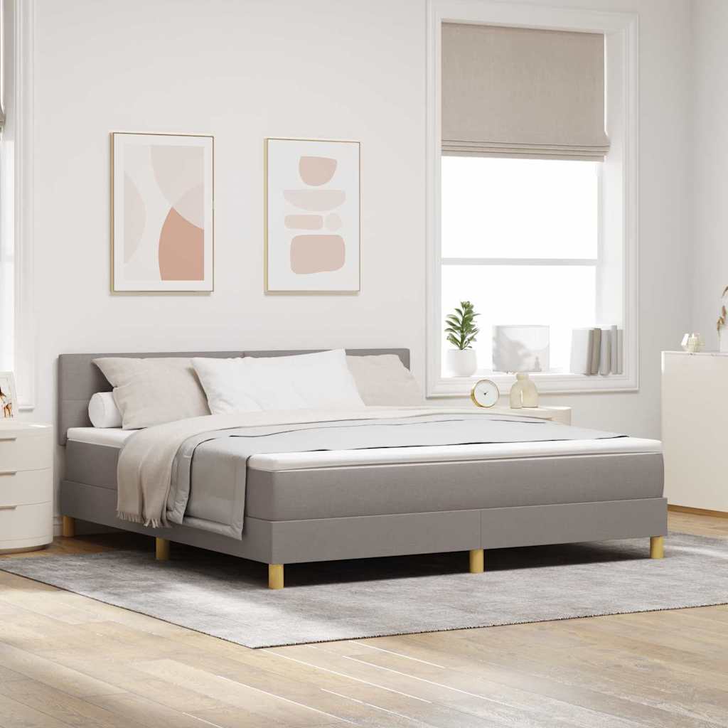vidaXL Cama tipo Box Spring con cojín Manual Taupé 180 x 200 cm tela