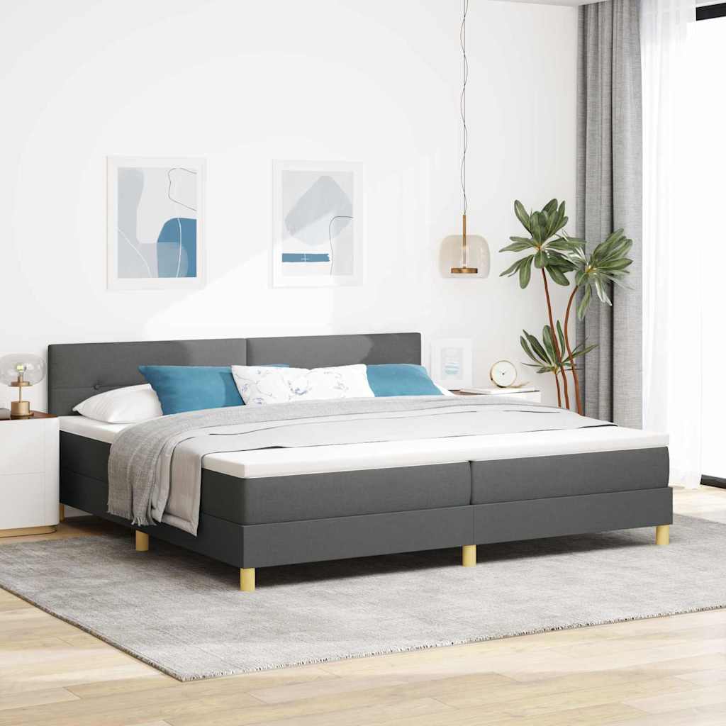 vidaXL Cama tipo Box Spring con cojín Gris oscuro 200 x 200 cm tela
