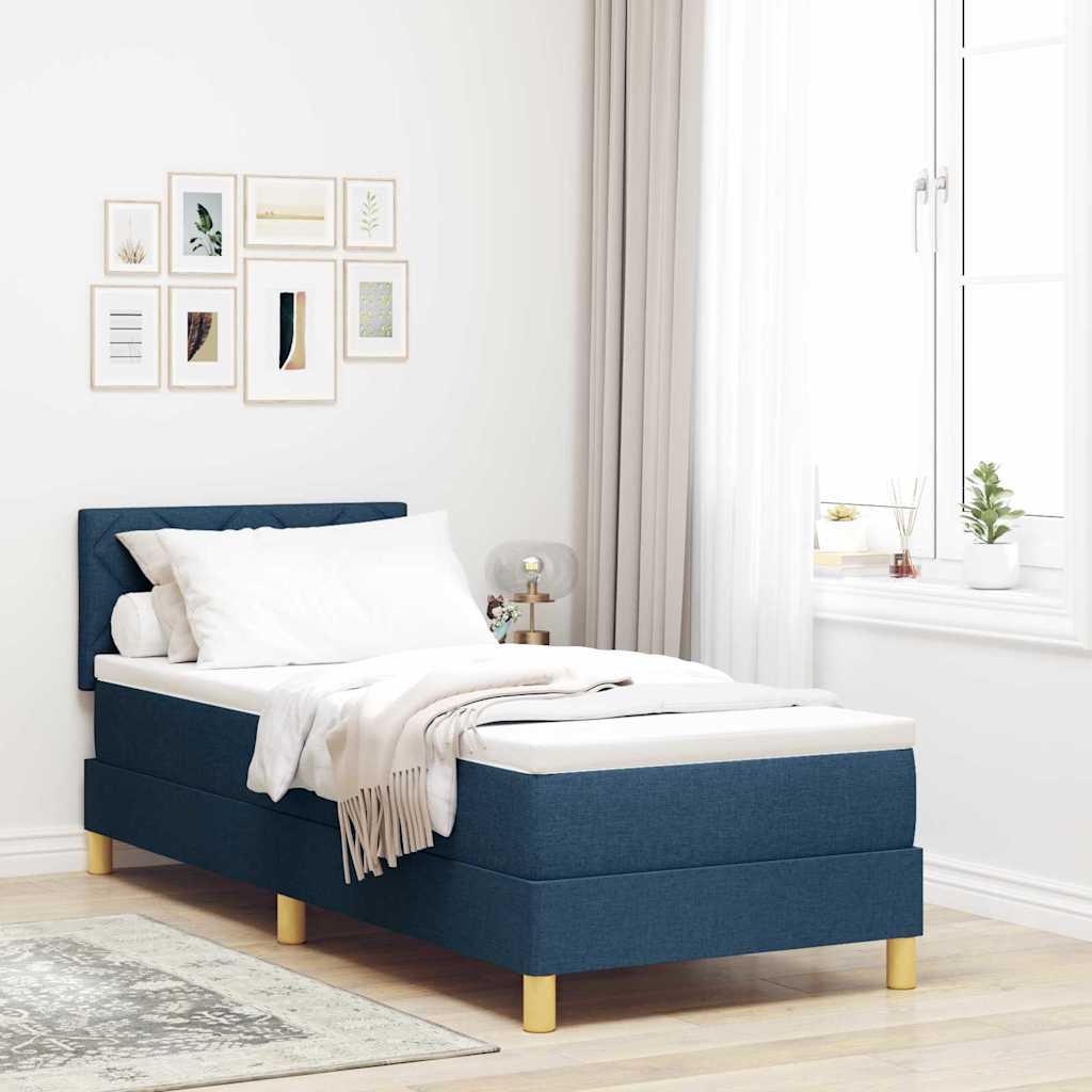 vidaXL Cama tipo Box Spring con cojín Manual Azul 80 x 200 cm tela