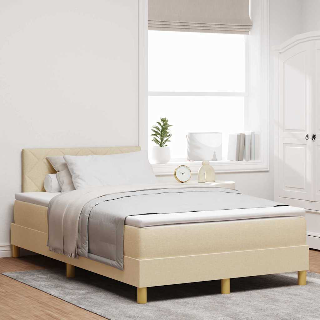 vidaXL Cama tipo Box Spring con cojín Manual Crema 120 x 190 cm tela