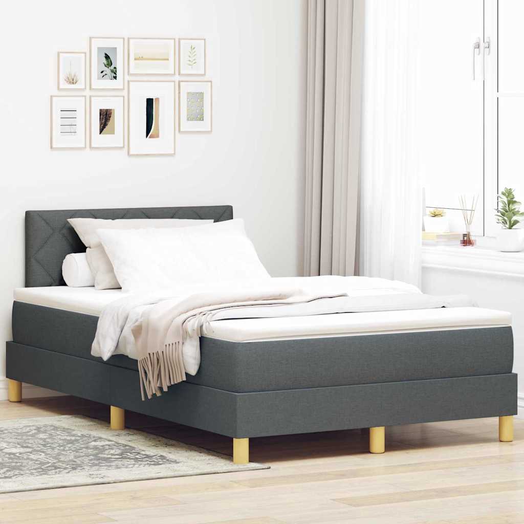 vidaXL Cama tipo Box Spring con cojín Gris oscuro 120 x 200 cm tela