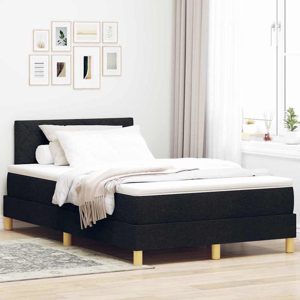 vidaXL Cama tipo Box Spring con cojín Manual Negro 120 x 200 cm tela