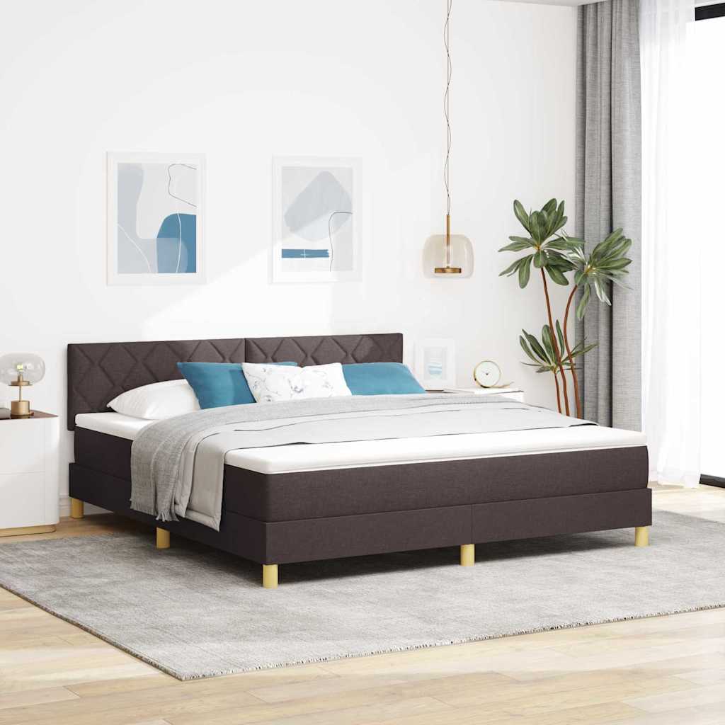vidaXL Cama tipo Box Spring con cojín Marrón Oscuro 180 x 200 cm tela
