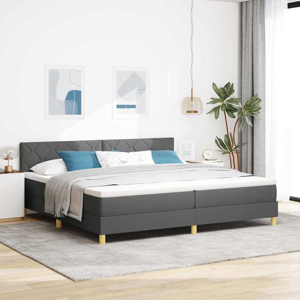 vidaXL Cama tipo Box Spring con cojín Gris oscuro 200 x 200 cm tela