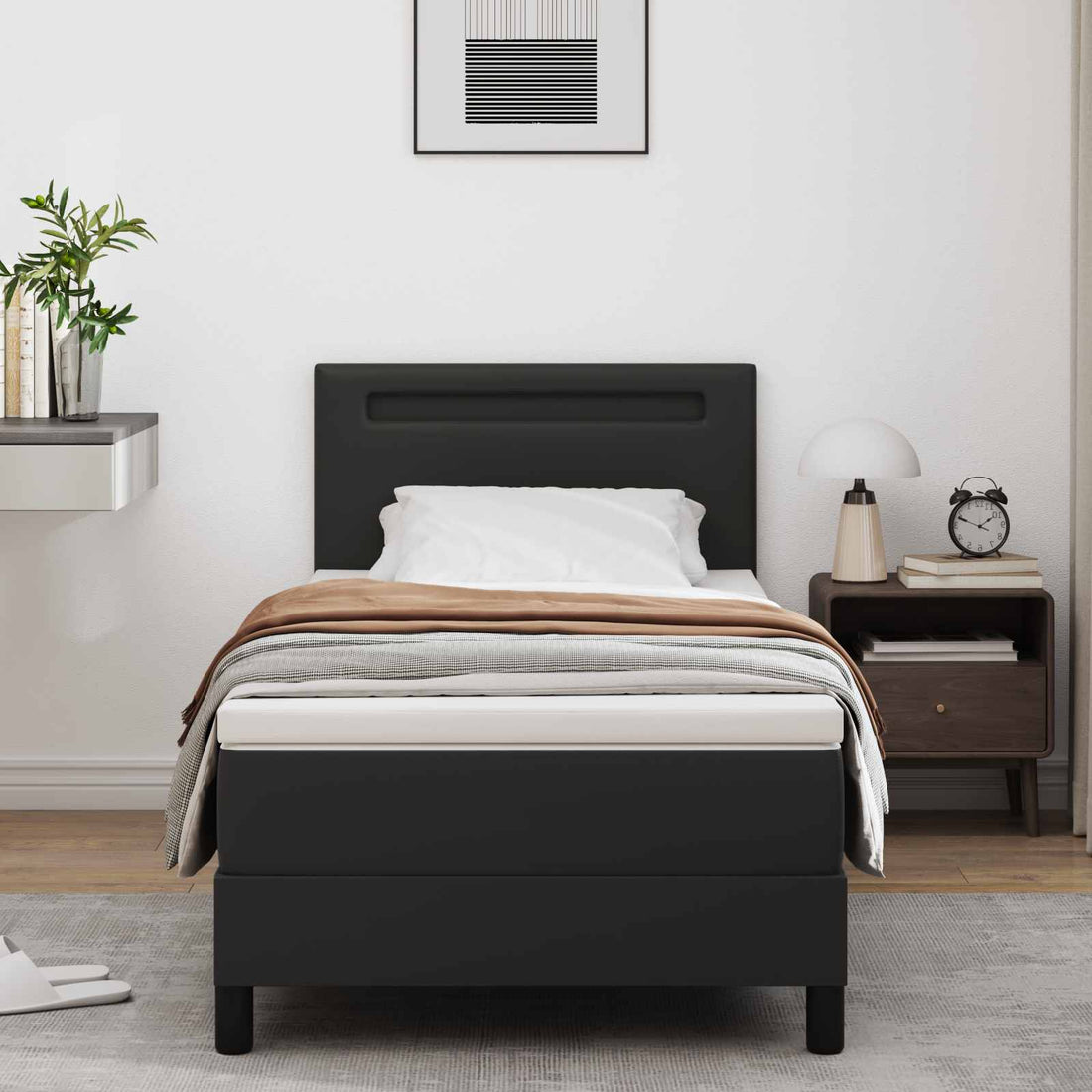 vidaXL Cama tipo Box Spring Negro 100 x 200 cm Cuero sintético