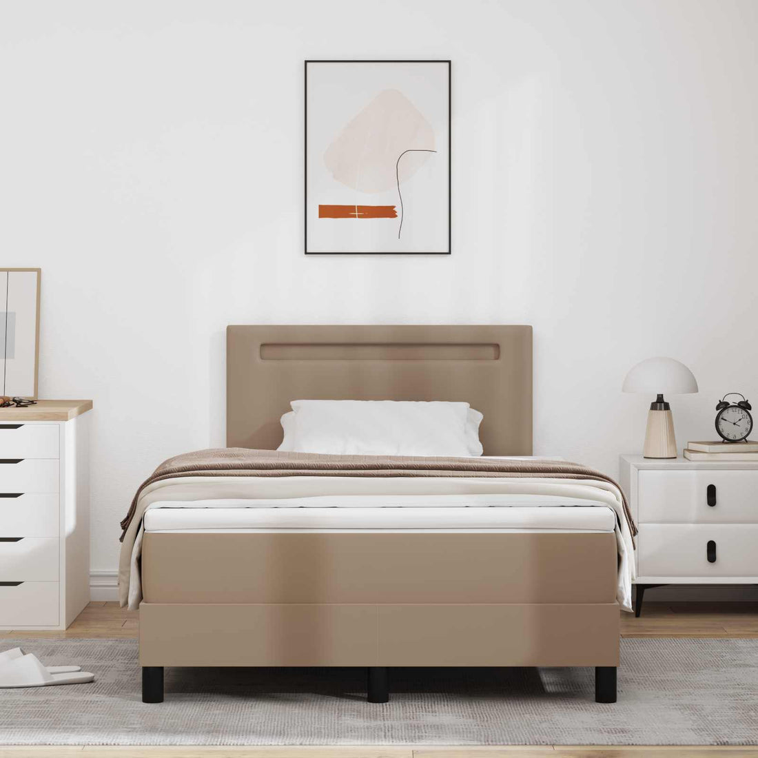vidaXL Cama tipo Box Spring Capuchino 120 x 190 cm Cuero sintético