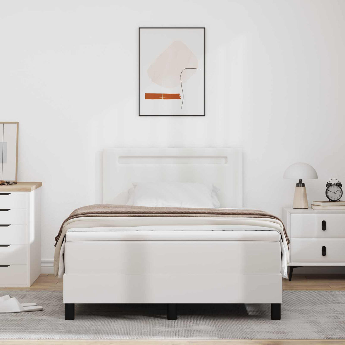 vidaXL Cama tipo Box Spring con tiras LED 120 x 200 cm Cuero sintético