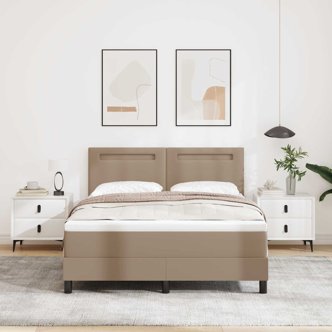 vidaXL Cama tipo Box Spring Capuchino 160 x 200 cm Cuero sintético