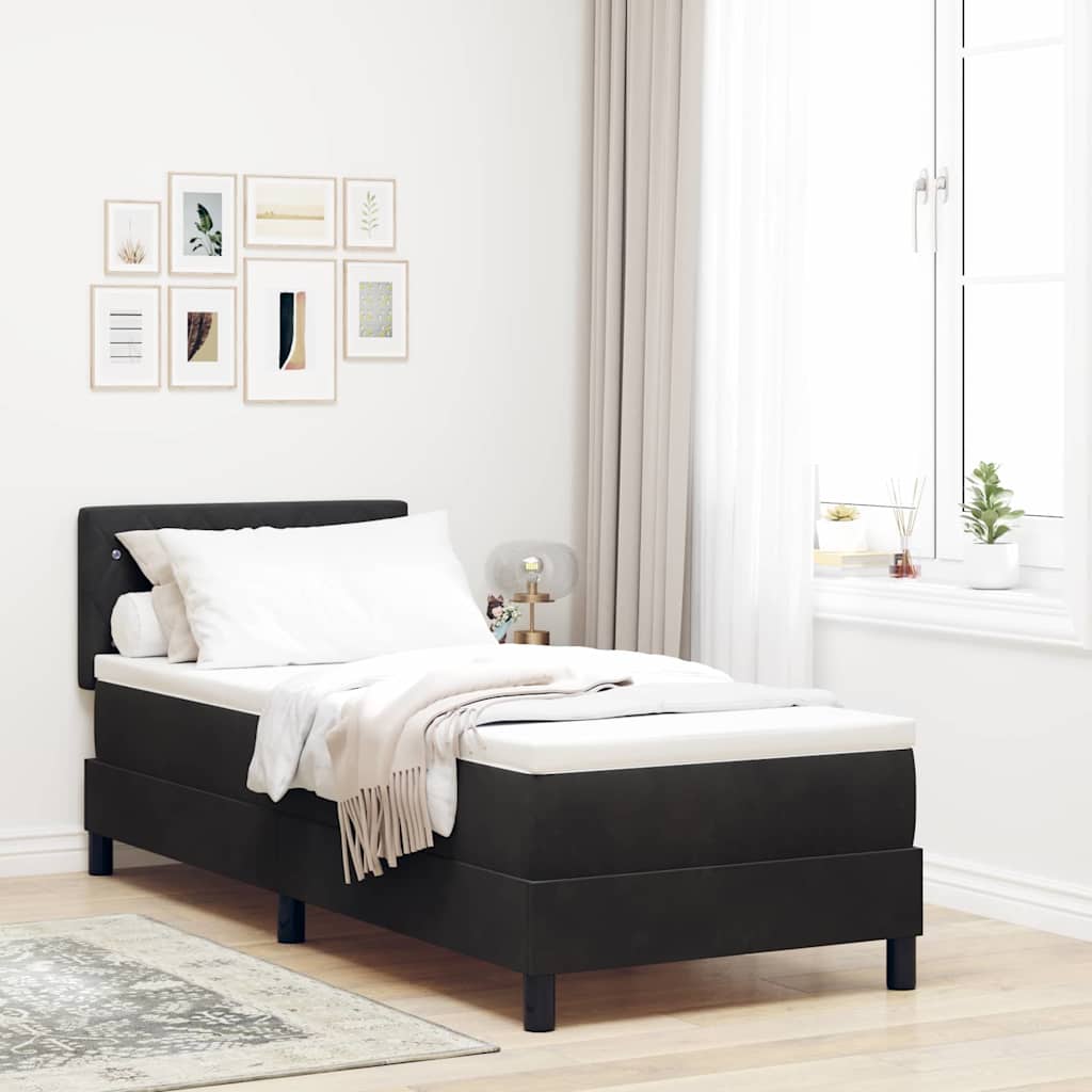 vidaXL Cama tipo Box Spring con colchón Negro 80 x 200 cm Terciopelo