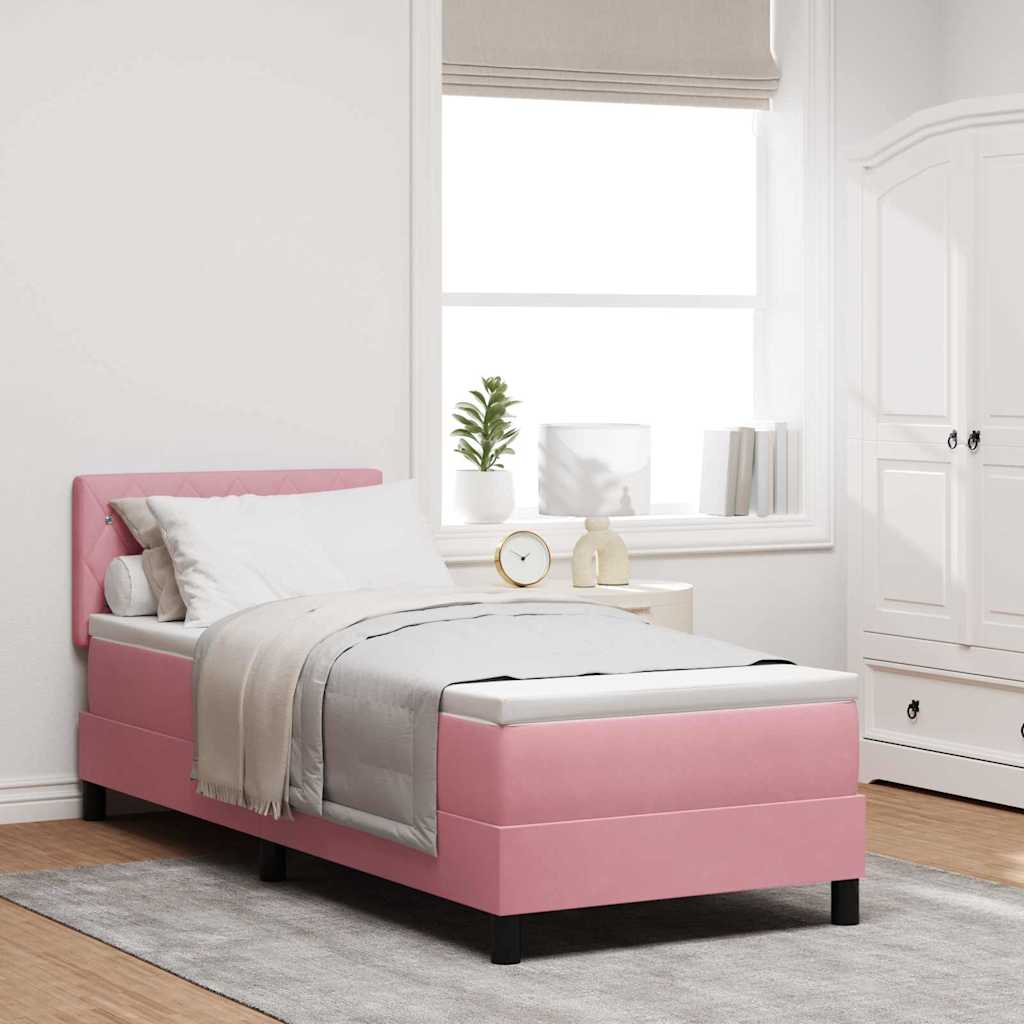 vidaXL Cama tipo Box Spring con colchón Rosa 80 x 200 cm Terciopelo