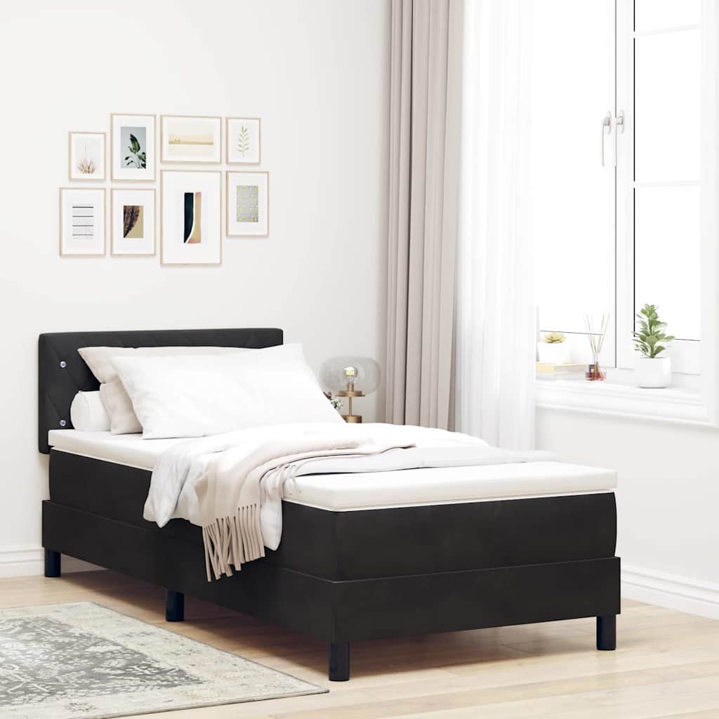 vidaXL Cama tipo Box Spring con colchón Negro 90 x 190 cm Terciopelo