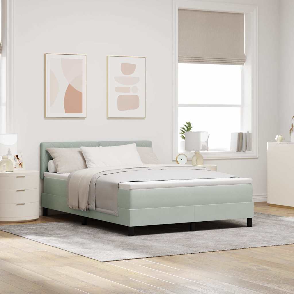 vidaXL Cama tipo Box Spring Gris Claro 140 x 190 cm Terciopelo