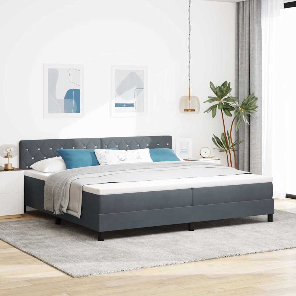 vidaXL Cama tipo Box Spring Gris oscuro 200 x 200 cm Terciopelo