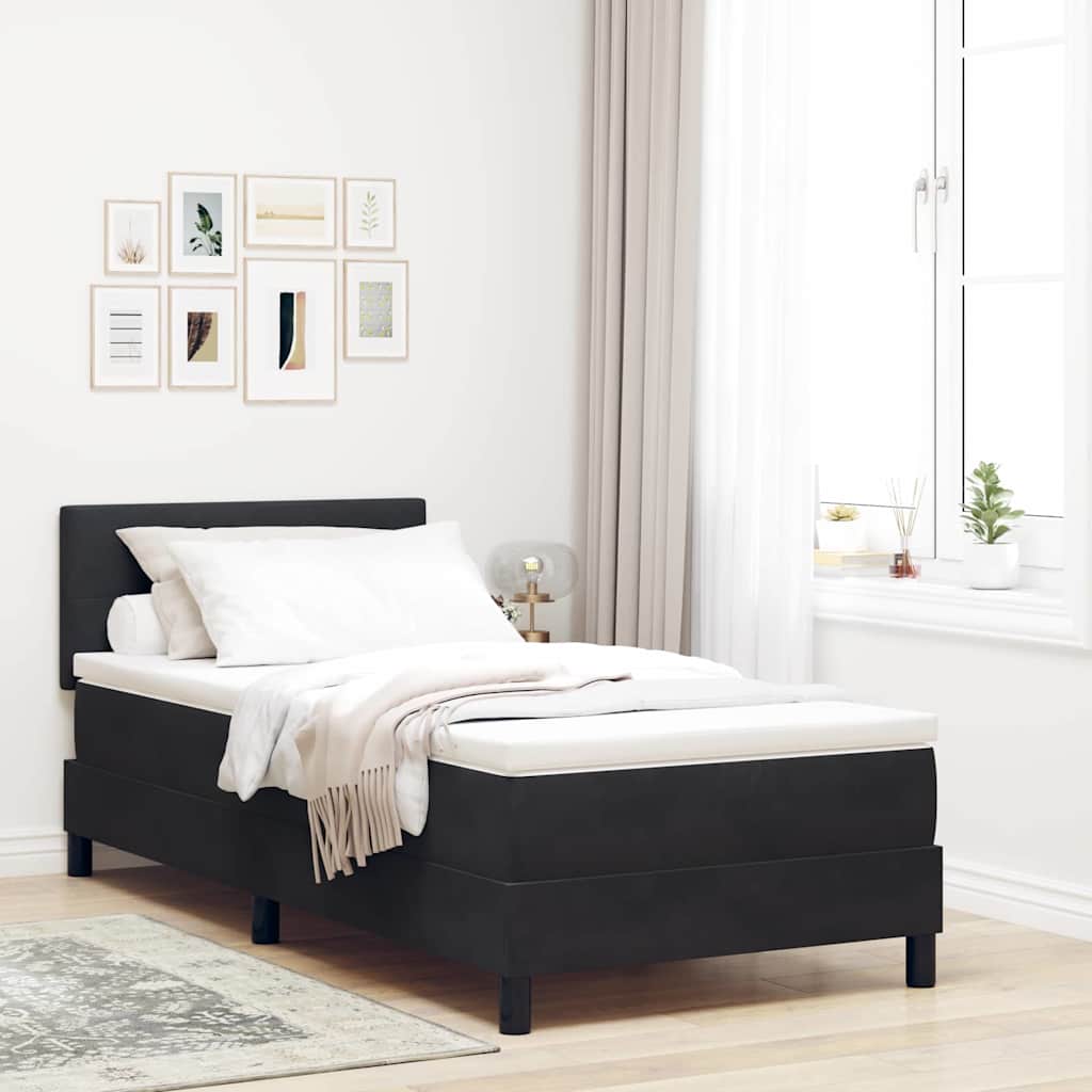 vidaXL Cama tipo Box Spring con cabecera Negro 90 x 190 cm Terciopelo